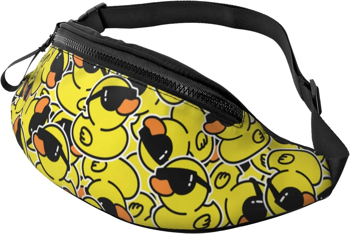 Funny Duck with Glasses Fanny Pack Crossbody Waist Bag Pack for Men Women. Belt Bag for Travel Walking Running Hiking Fishing.