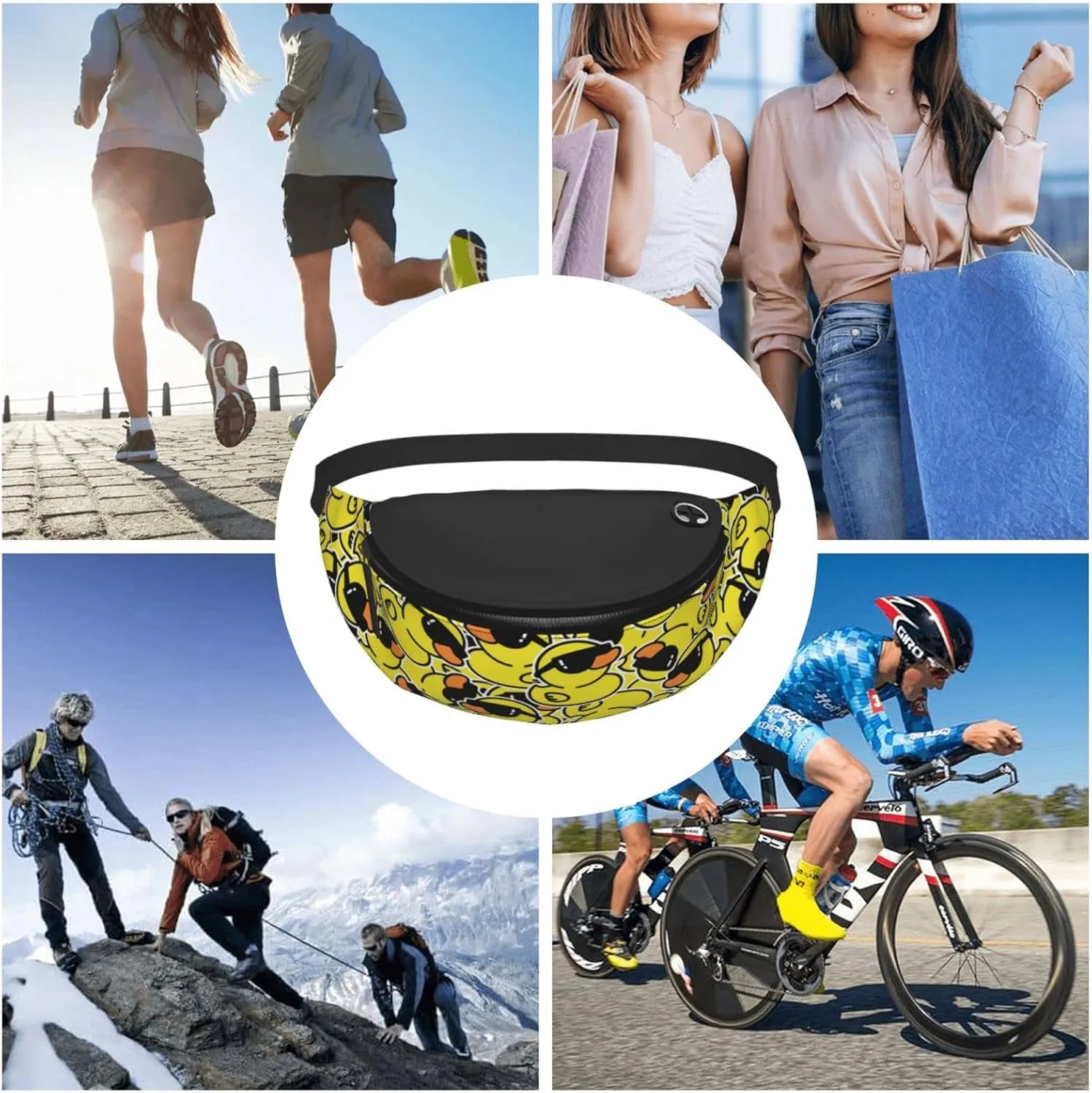 Funny Duck with Glasses Fanny Pack Crossbody Waist Bag Pack for Men Women. Belt Bag for Travel Walking Running Hiking Fishing.