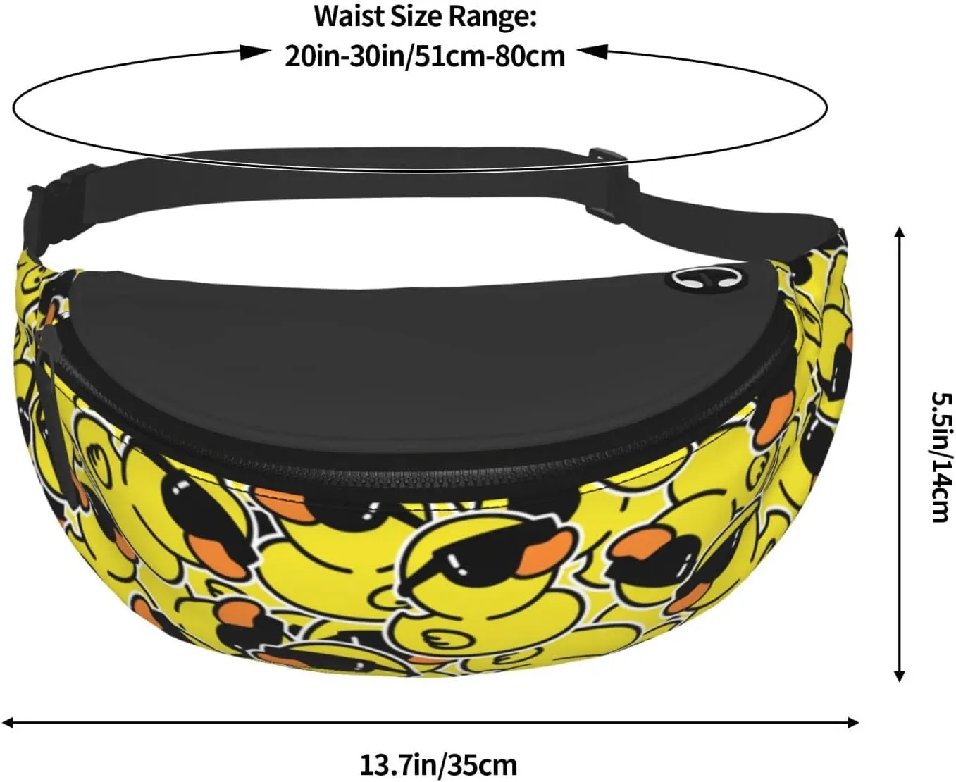 Funny Duck with Glasses Fanny Pack Crossbody Waist Bag Pack for Men Women. Belt Bag for Travel Walking Running Hiking Fishing.