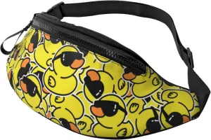 Funny Duck with Glasses Fanny Pack Crossbody Waist Bag Pack for Men Women. Belt Bag for Travel Walking Running Hiking Fishing.