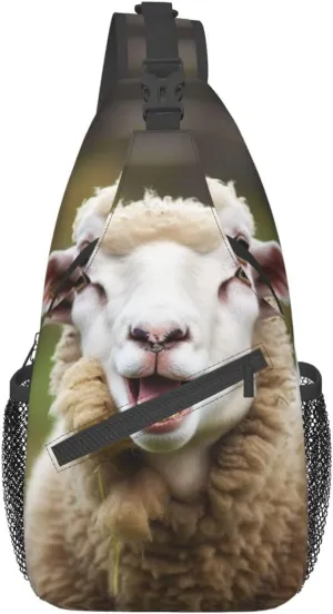 Funny Naughty Sheep Tongue Cute Animal pint Unisex Chest Bags Crossbody Sling Backpack Lightweight Daypack for Travel Hiking