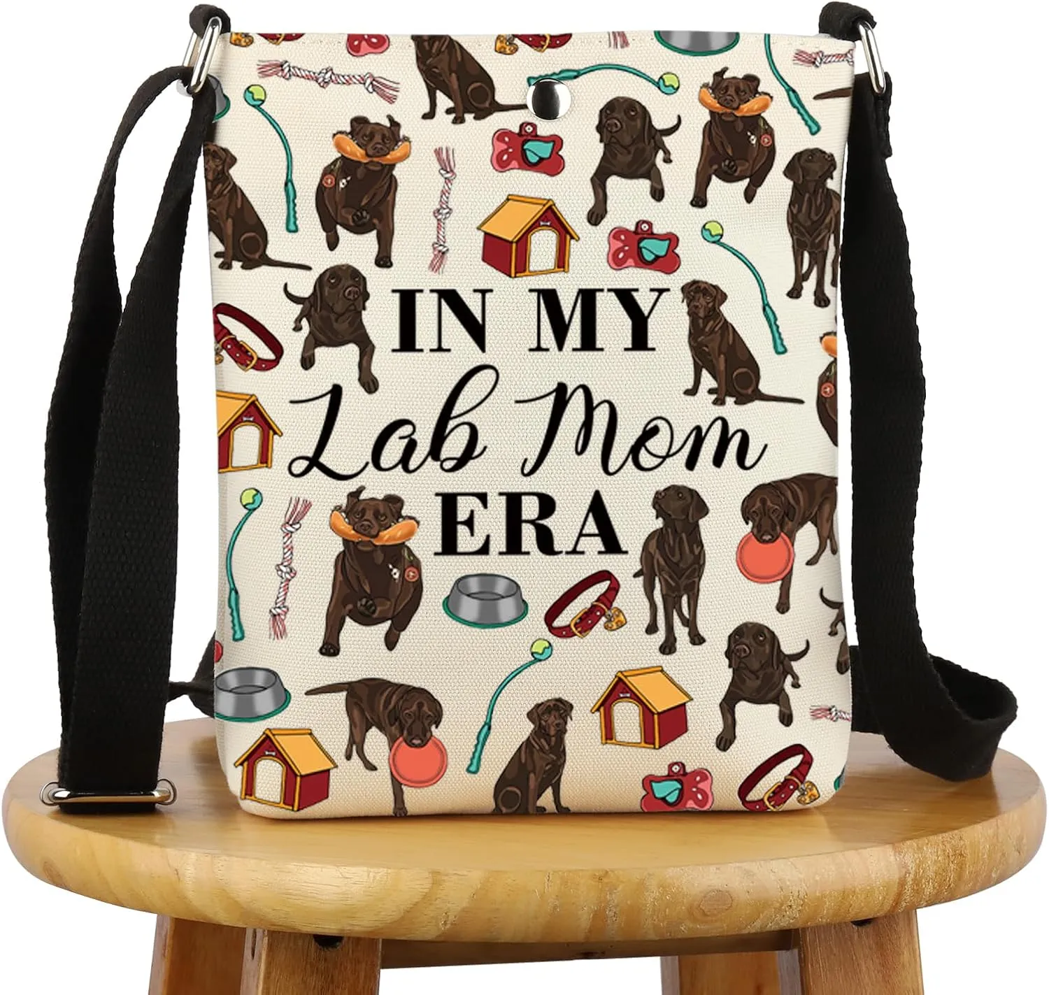 G2TUP Chocolate Labrador Lover Gift Lab Mom Era Crossbody Bag Chocolate Labrador Owner Cosmetic Bag Labrador Mom Gift (Lab Mom Era -X)