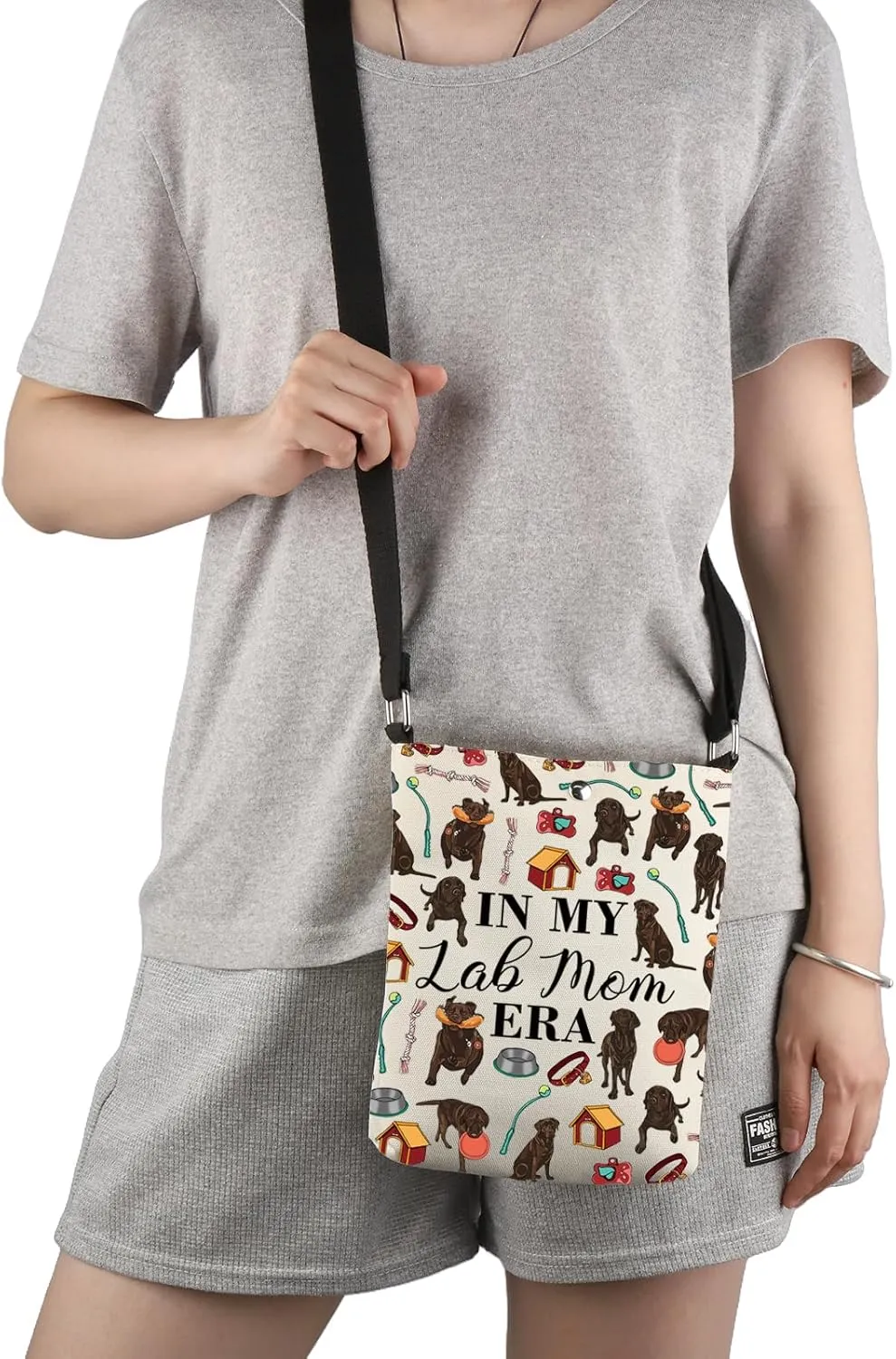 G2TUP Chocolate Labrador Lover Gift Lab Mom Era Crossbody Bag Chocolate Labrador Owner Cosmetic Bag Labrador Mom Gift (Lab Mom Era -X)