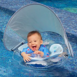 G6 Tummy Ring with Canopy (Age 3-24 Months) - Safe, Inflatable Baby Swim Trainer, Easy-to-Use Toddler Float, Water Play & Swim Skills Development Aid for Infants (Macaron)