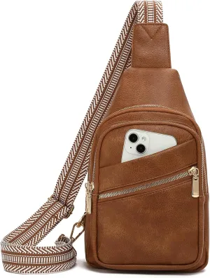 GAEKEAO Sling Bag for Women Vegan Leather Crossbody Bags Fanny Pack Chest Pack Small Backpack Travel Purse Shoulder Bag