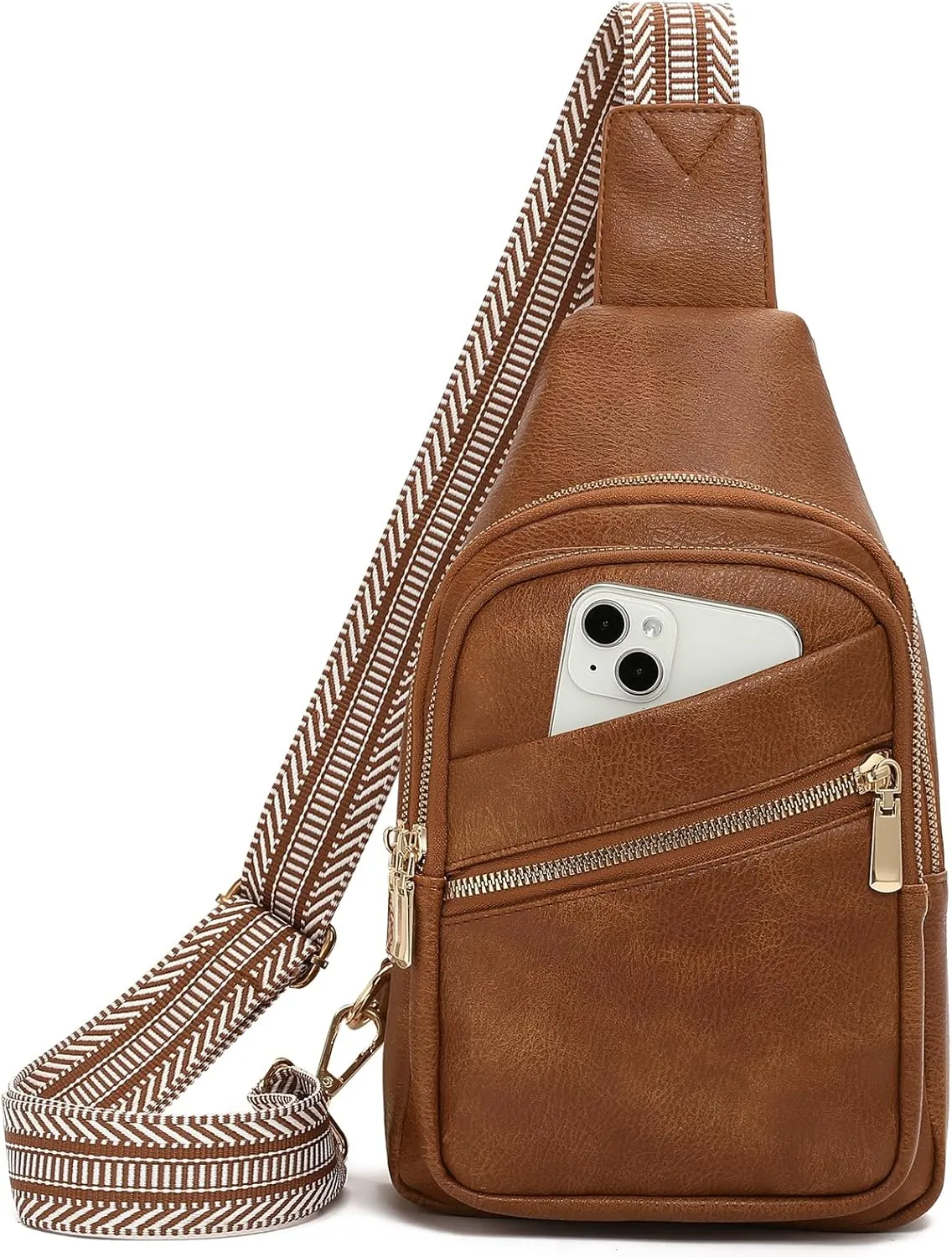 GAEKEAO Sling Bag for Women Vegan Leather Crossbody Bags Fanny Pack Chest Pack Small Backpack Travel Purse Shoulder Bag