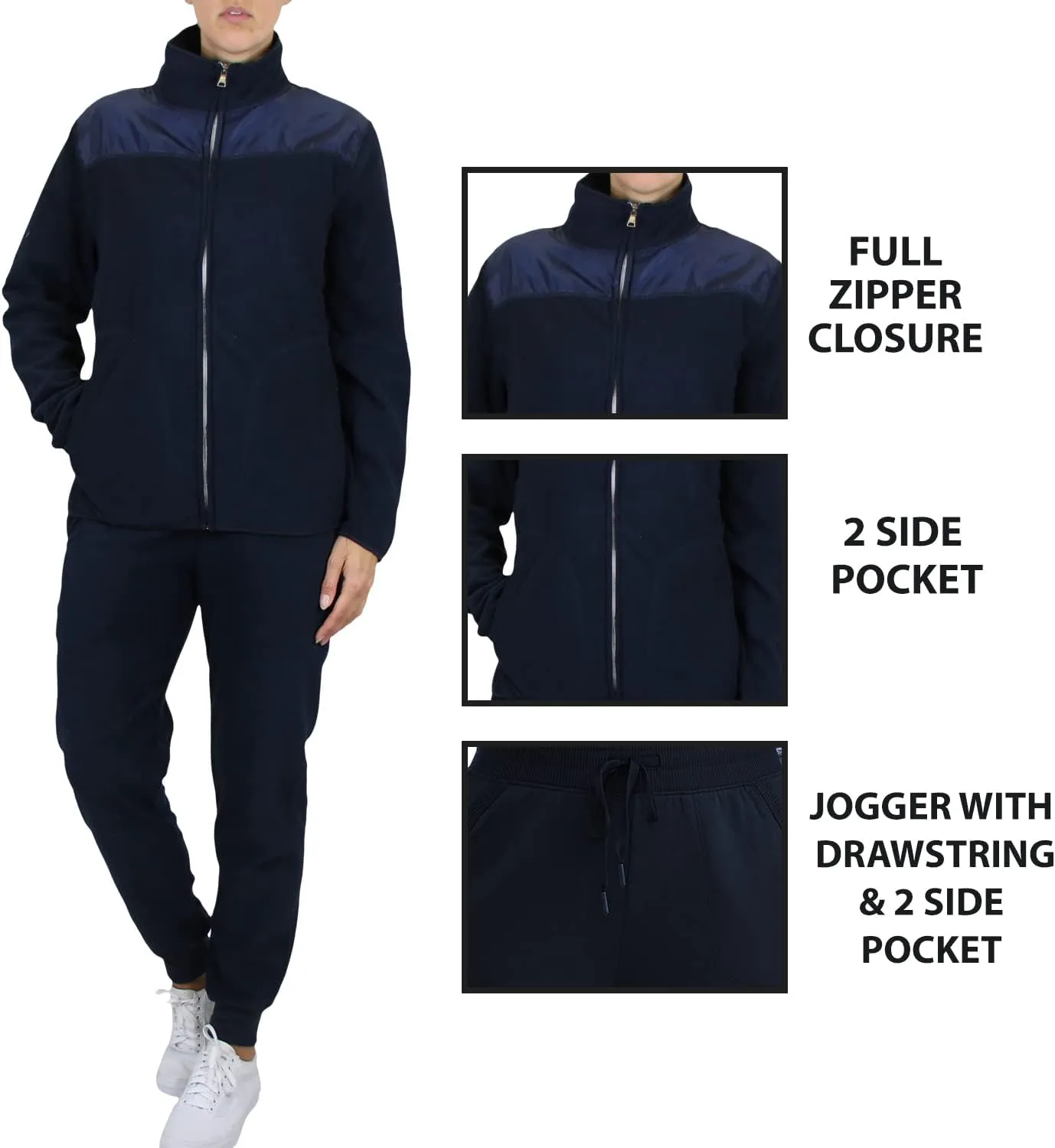 Galaxy by Harvic Women's Polar Fleece Jacket & Joggers Pant Set with pocket for Jogging, Sports