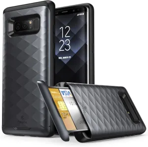 Galaxy Note 8 Case, Clayco Argos Series Premium Hybrid Protective Wallet Case for Samsung Galaxy Note 8 (Built-in Credit Card/ID Card Slot) (Black)