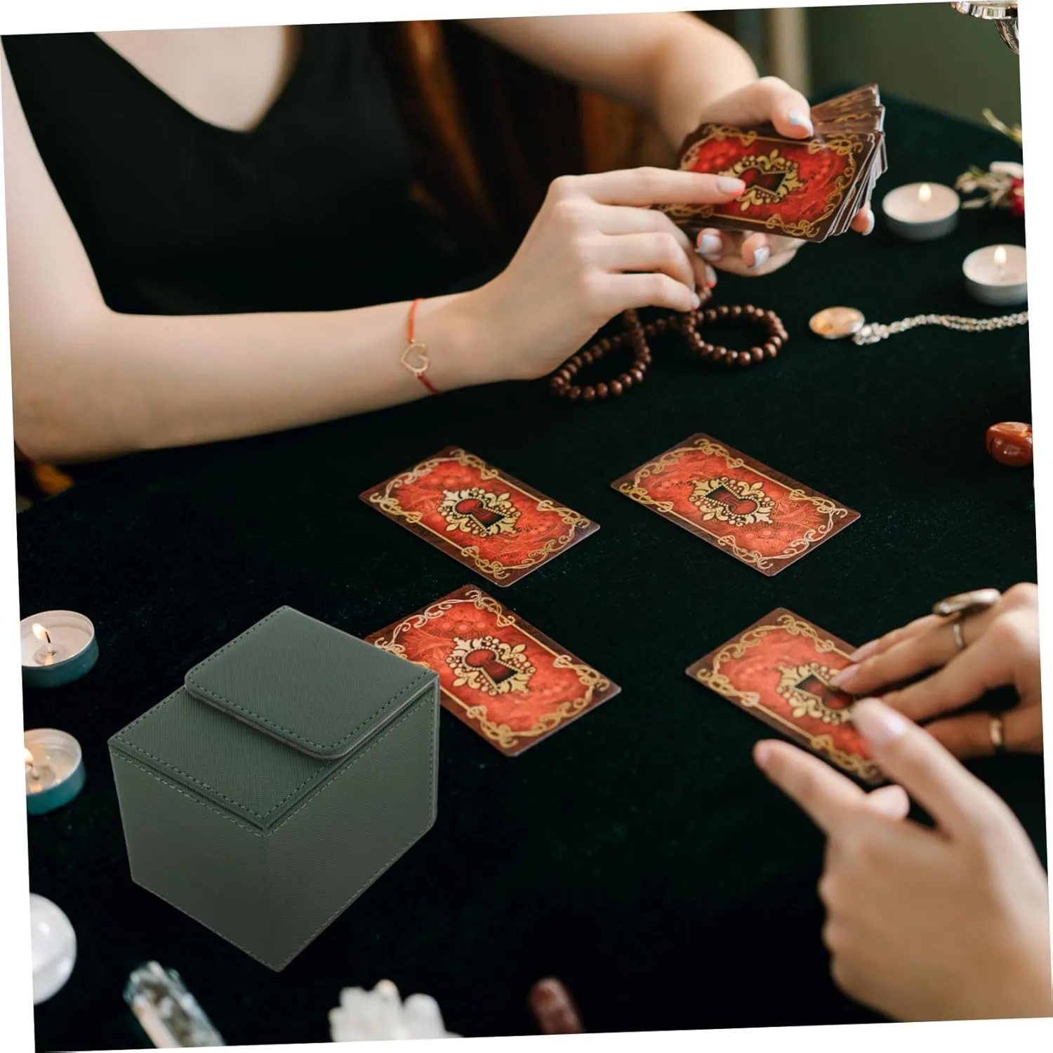 GALPADA 2pcs Pu Card Decks Box for Trading and Gaming Cards Storage Organizer Smooth Lining to Prevent Scratches Compact Desktop Case for Home Use