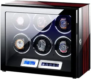 GaRcan Automatic Watch Winder LCD Touch Screen with Remote Control and Led Light Piano Paint Exterior Quiet Motor Accessories,