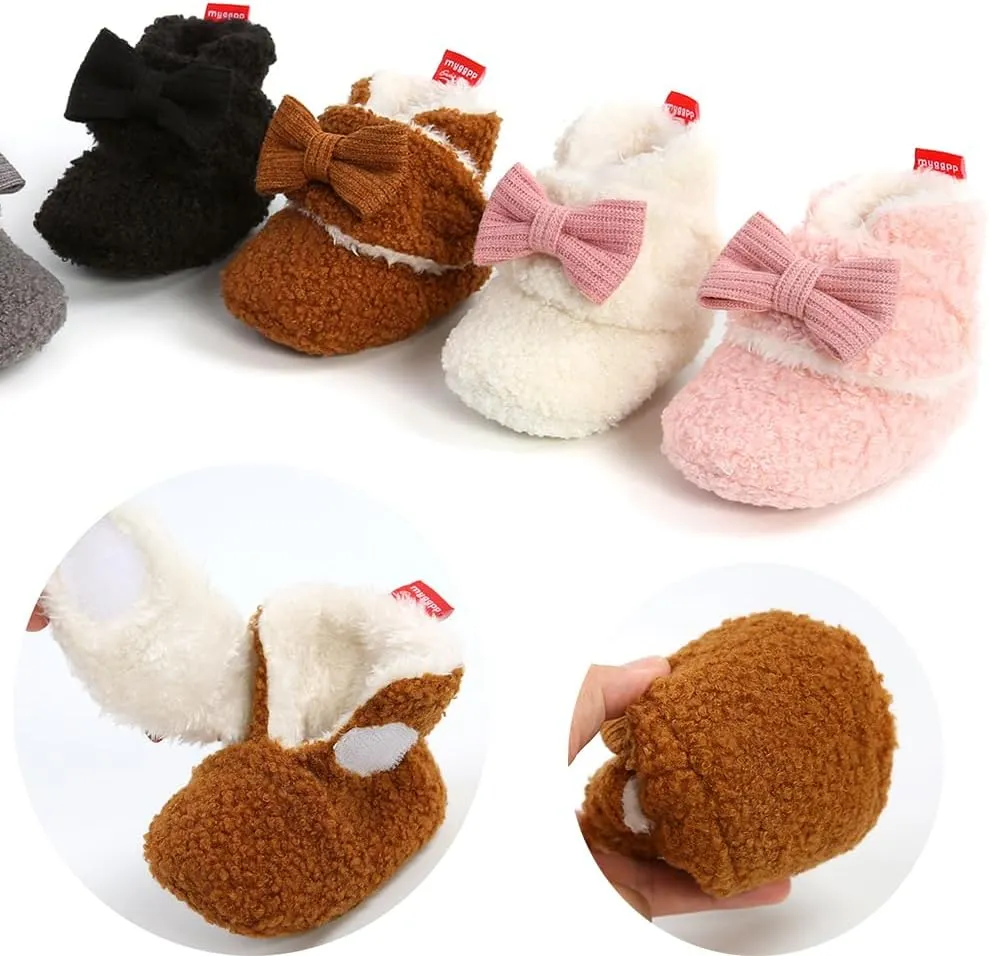GDSDYM Baby Booties Cozy Fleece Slippers Soft Baby Shoes With Gripper Soles, Winter Warm Infant Newborn Crib Sock Shoes First Walkers