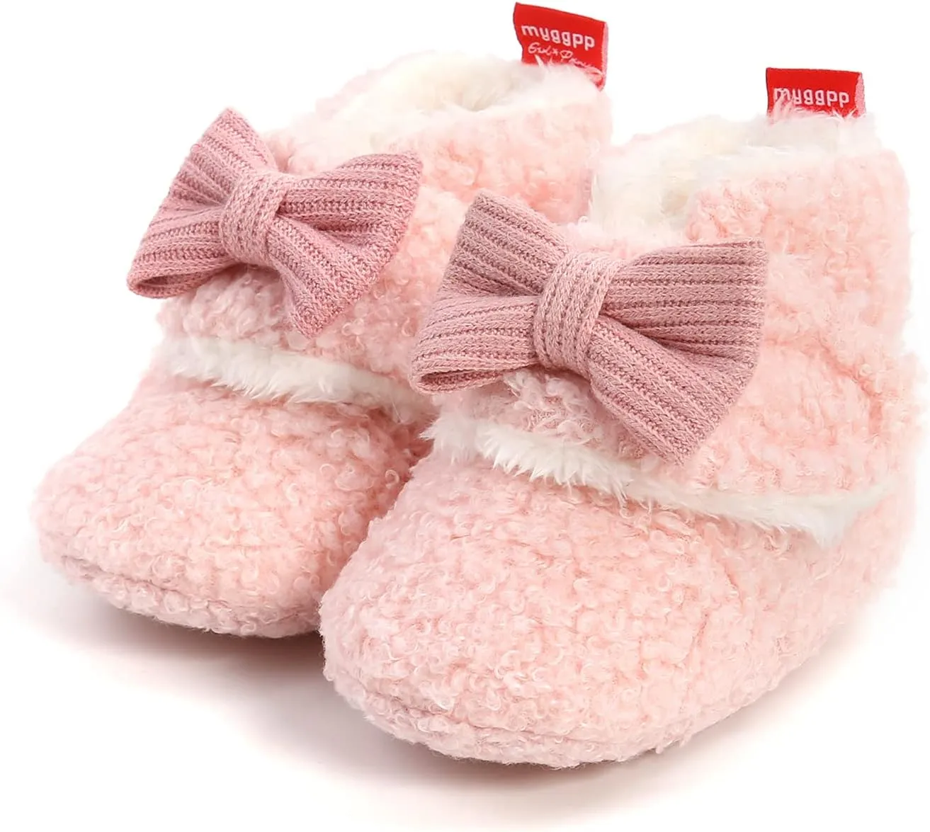 GDSDYM Baby Booties Cozy Fleece Slippers Soft Baby Shoes With Gripper Soles, Winter Warm Infant Newborn Crib Sock Shoes First Walkers