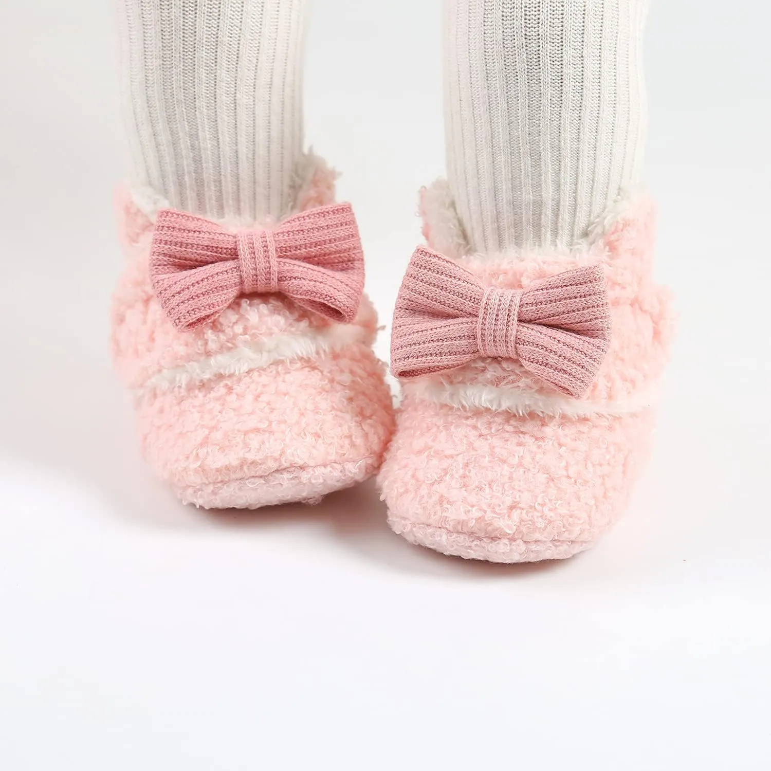 GDSDYM Baby Booties Cozy Fleece Slippers Soft Baby Shoes With Gripper Soles, Winter Warm Infant Newborn Crib Sock Shoes First Walkers
