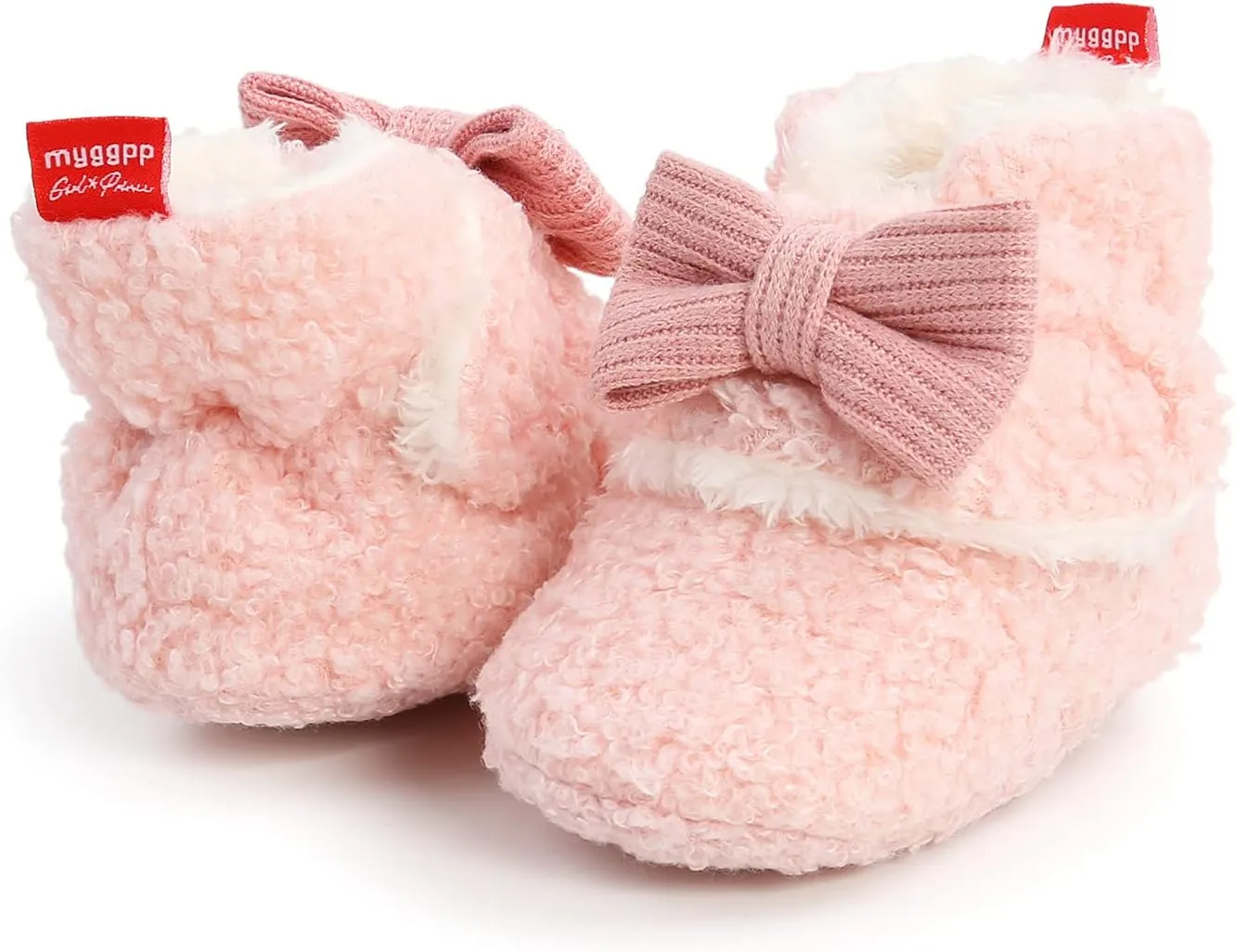 GDSDYM Baby Booties Cozy Fleece Slippers Soft Baby Shoes With Gripper Soles, Winter Warm Infant Newborn Crib Sock Shoes First Walkers