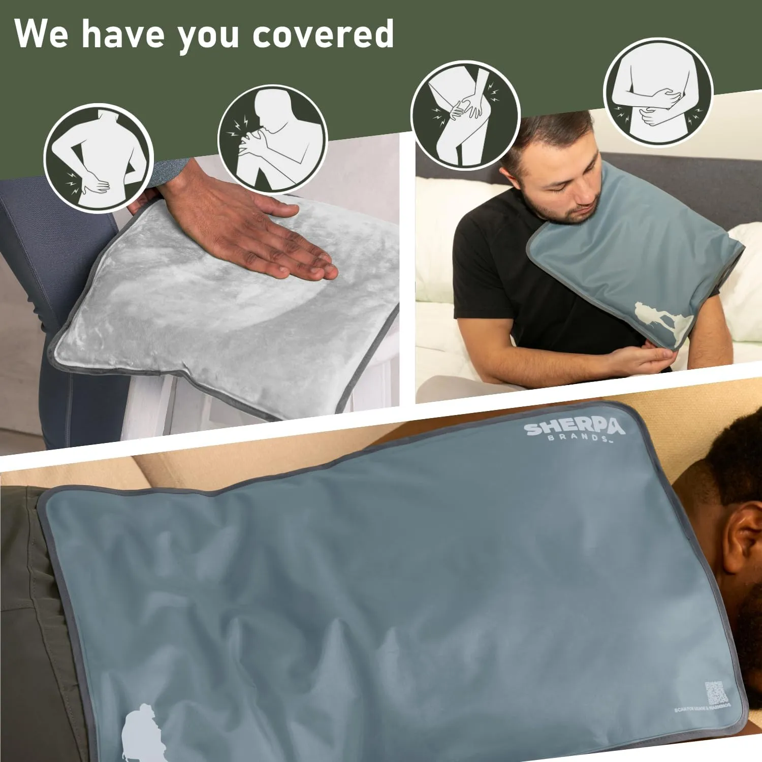 Gel Hot and Cold Pack - Extra Large (14" x 22") Reusable Gel Ice Pack for Pain Relief, Flexible Cold and Hot Compress for Muscle Recovery - Grey
