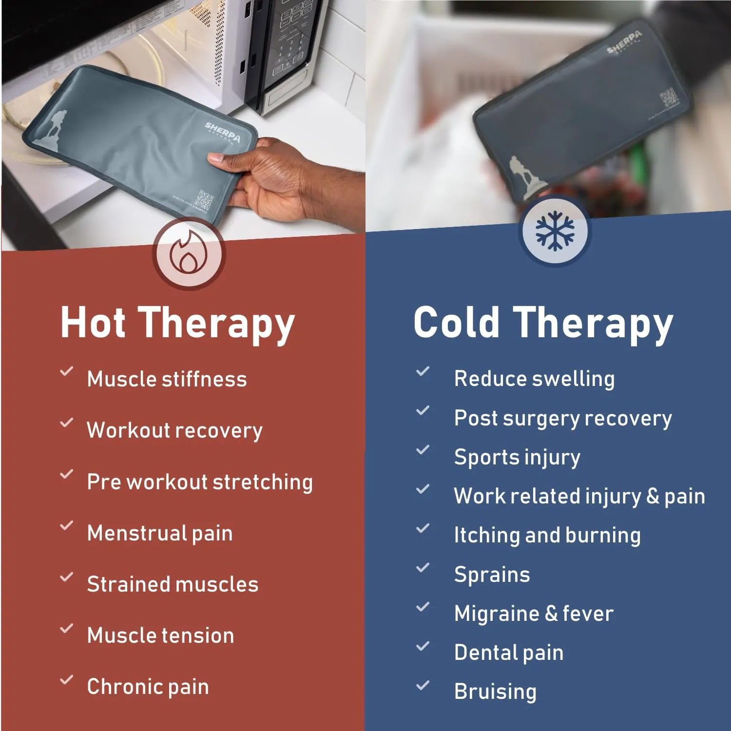 Gel Hot and Cold Pack - Extra Large (14" x 22") Reusable Gel Ice Pack for Pain Relief, Flexible Cold and Hot Compress for Muscle Recovery - Grey