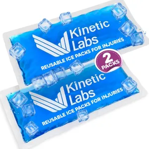 Gel Ice Packs for Injuries Reusable (2 Pack) 9.5" x 4.5" – HSA FSA Eligible Gel Cold Packs by Kinetic Labs – Flexible & Soft Packs for Knee, Shoulder, Back (Regular)