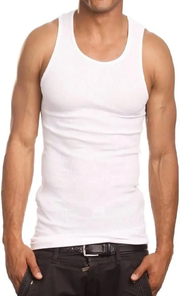 Gelante 6 Packs 100% Cotton Athletic Men's Basic Tank Top