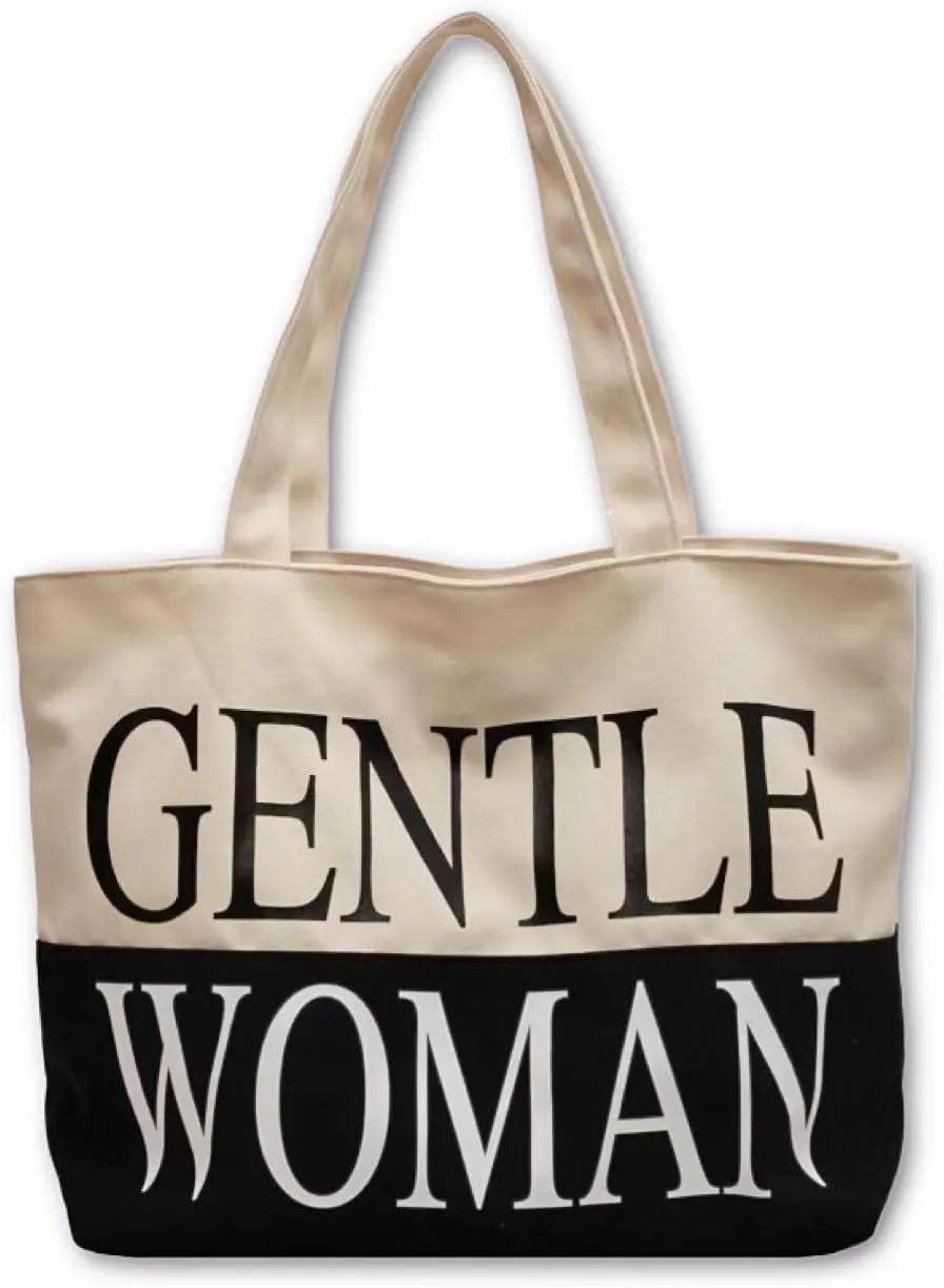 Gentle Woman Tote Bag Canvas Handbags Handheld Shoulder Bag with Zipper Purse Compartment for School Office Travel