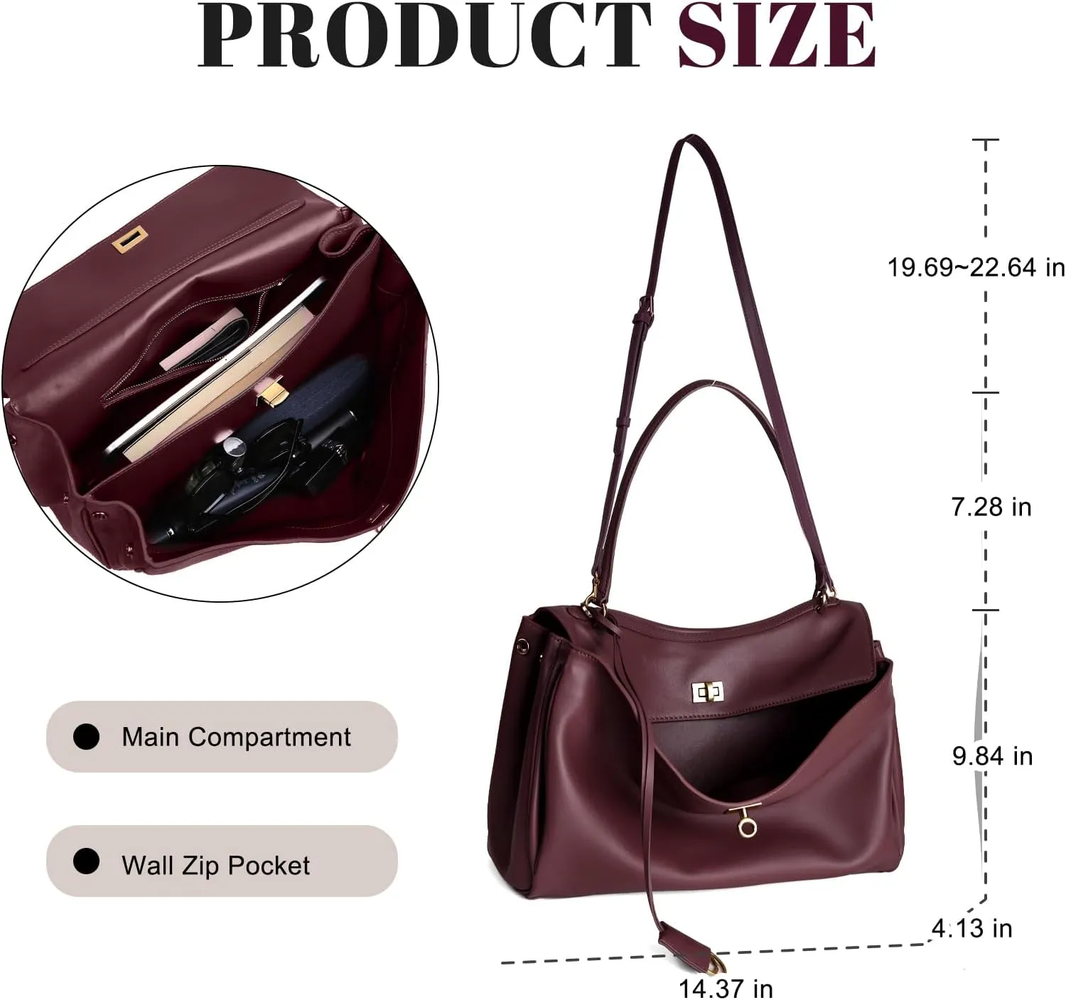 Genuine Leather Tote Bag for Women: Large Shoulder Handbag - Ladies Satchel Purse for Travel Work