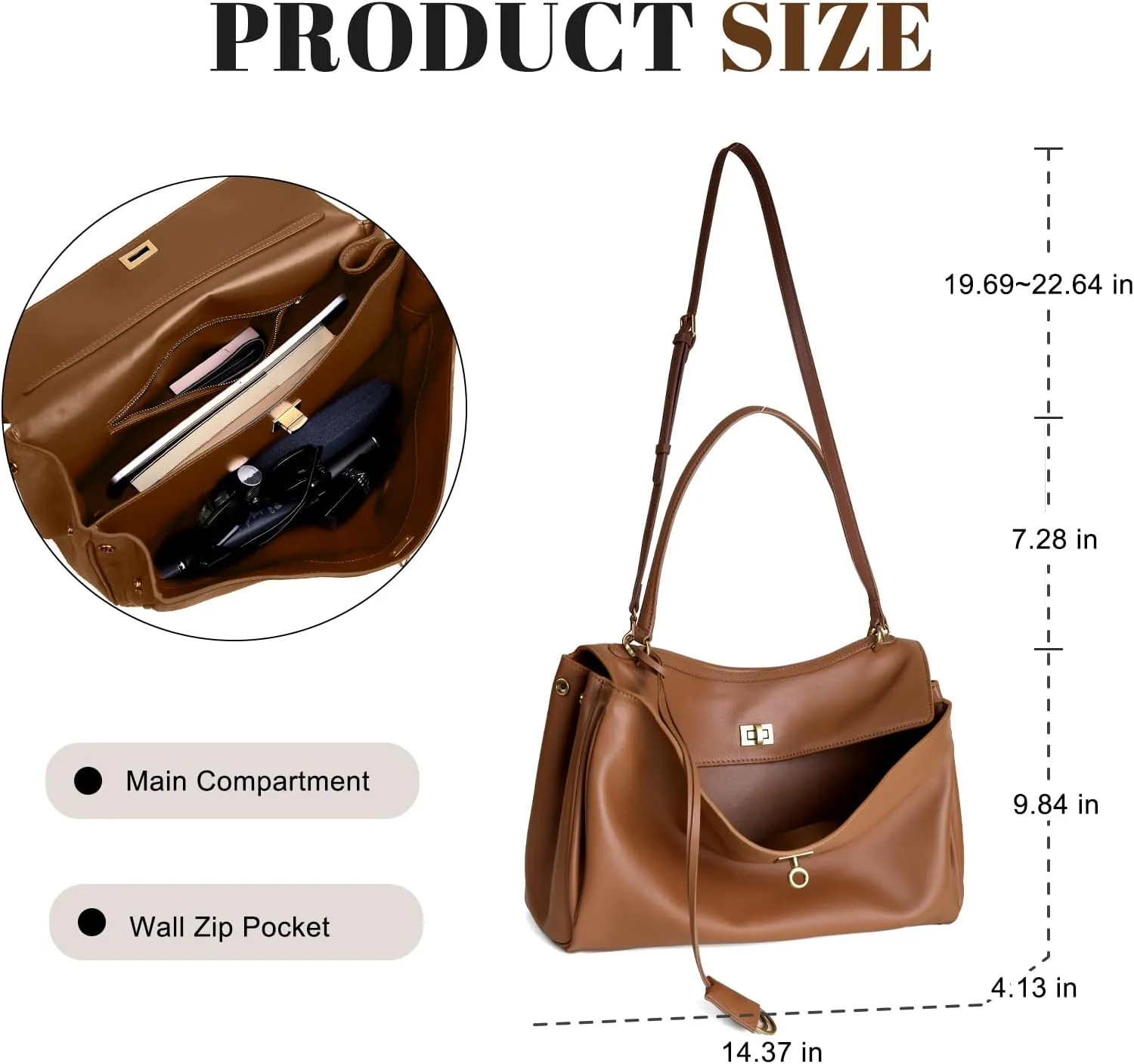 Genuine Leather Tote Bag for Women: Large Shoulder Handbag - Ladies Satchel Purse for Travel Work