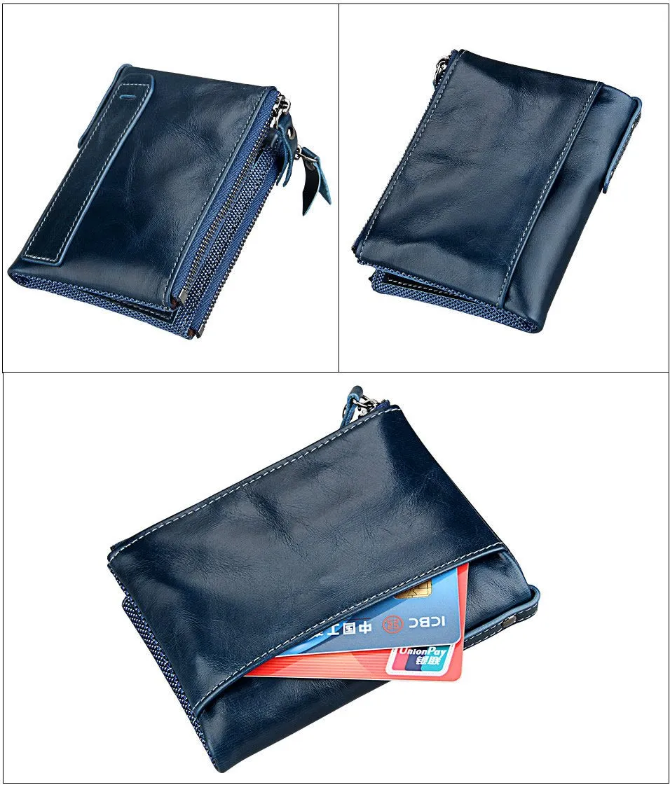 Genuine Leather Zipper Wallet - 5 Colors