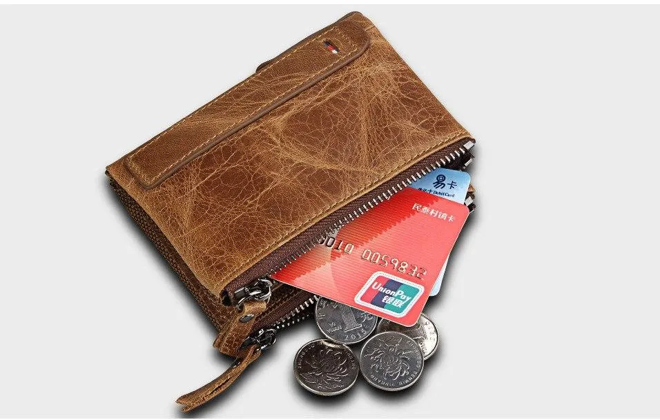 Genuine Leather Zipper Wallet - 5 Colors