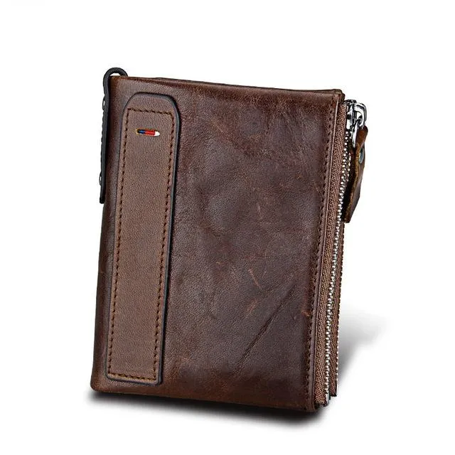 Genuine Leather Zipper Wallet - 5 Colors