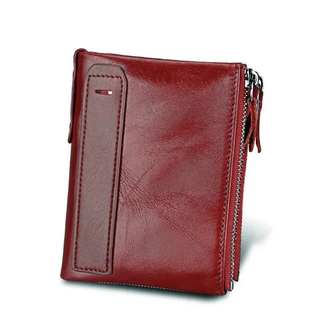 Genuine Leather Zipper Wallet - 5 Colors