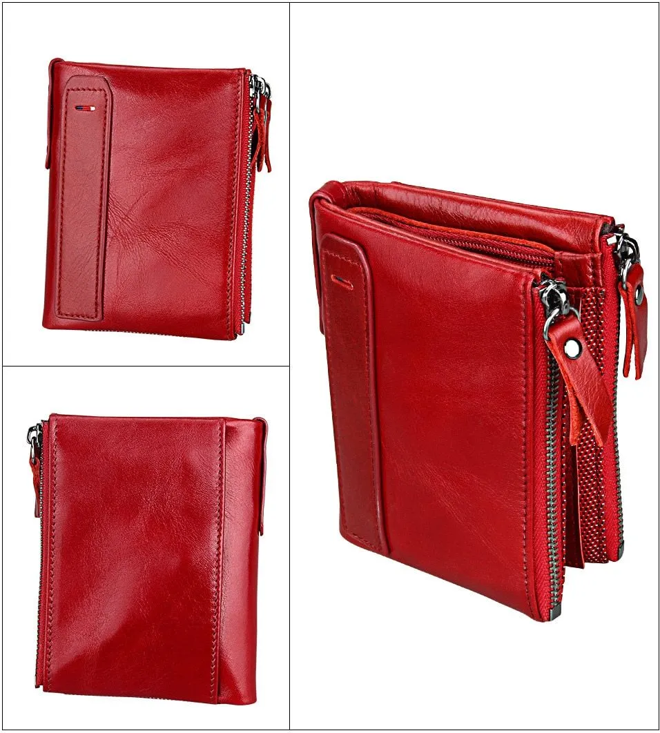 Genuine Leather Zipper Wallet - 5 Colors