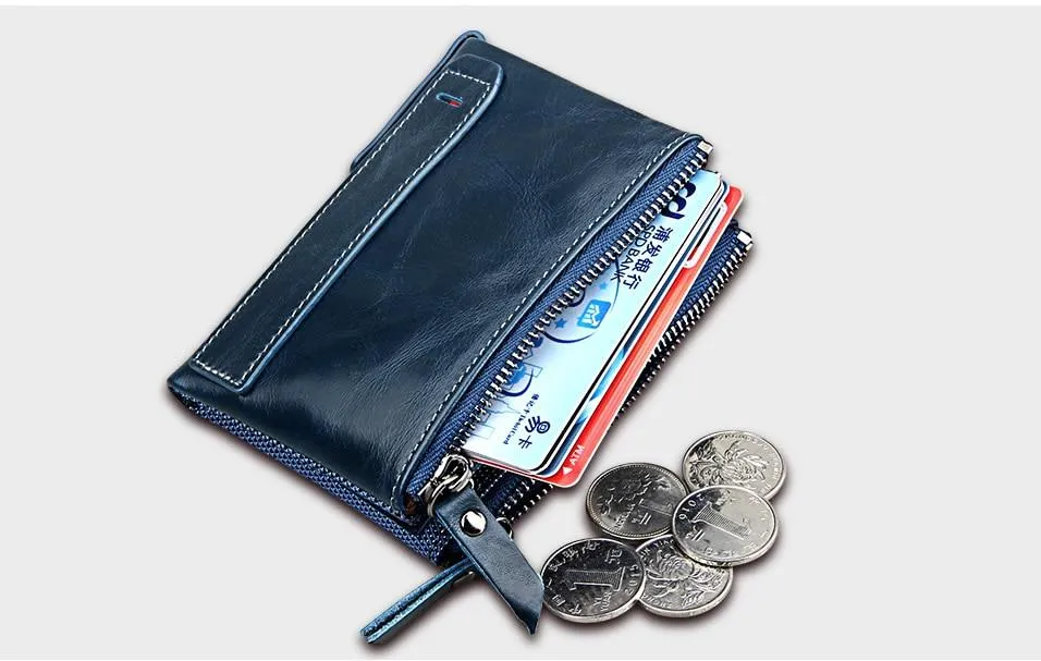Genuine Leather Zipper Wallet - 5 Colors