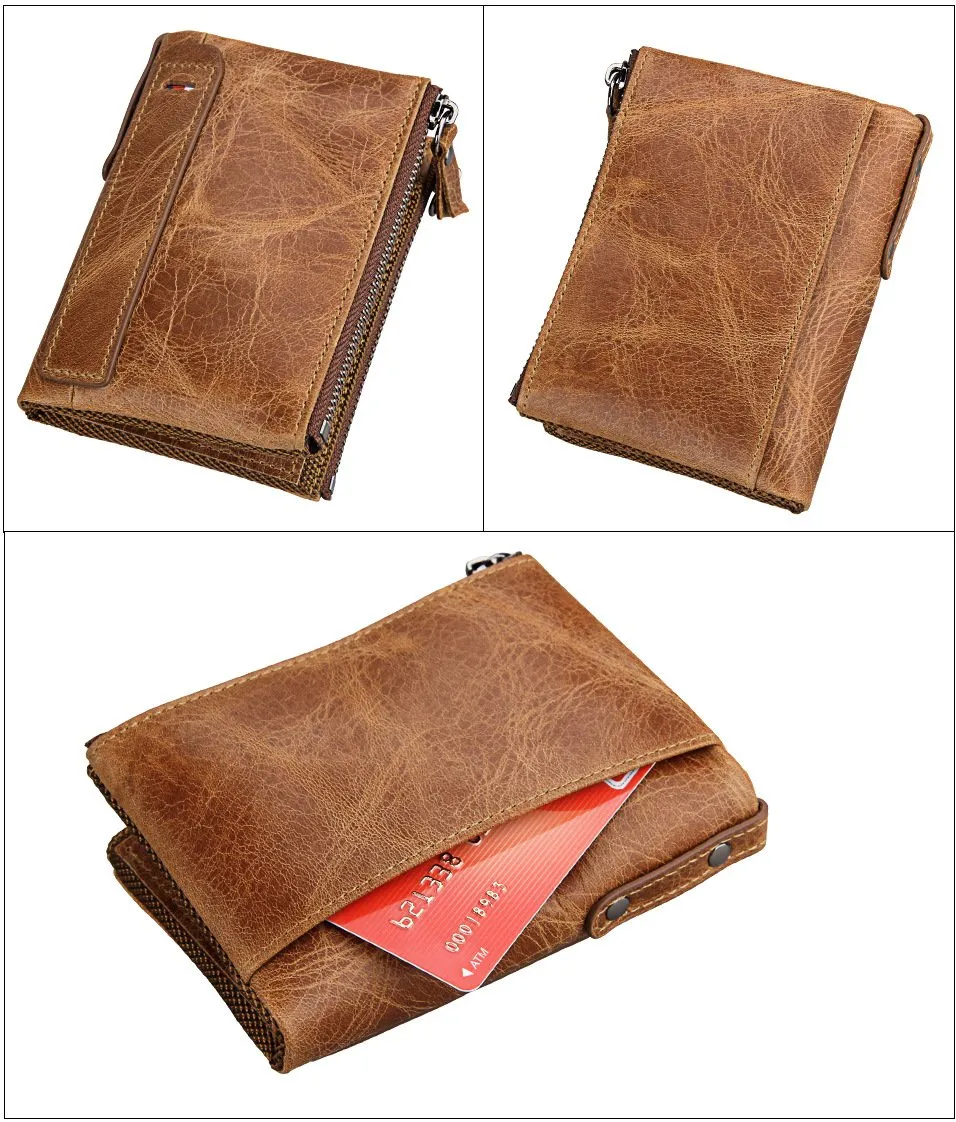 Genuine Leather Zipper Wallet - 5 Colors