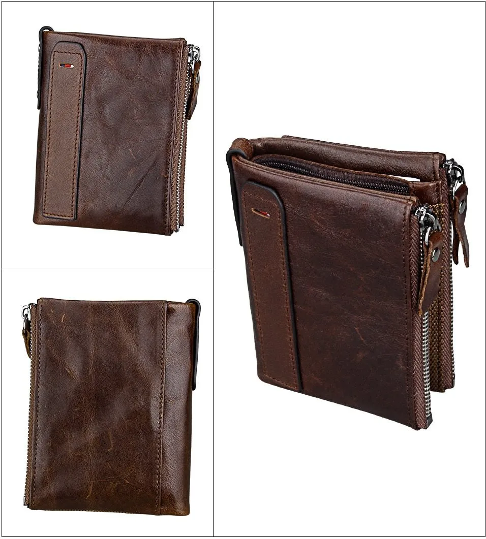 Genuine Leather Zipper Wallet - 5 Colors