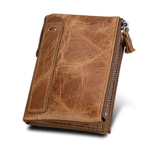 Genuine Leather Zipper Wallet - 5 Colors