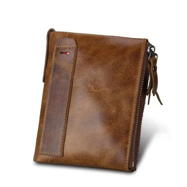 Genuine Leather Zipper Wallet - 5 Colors
