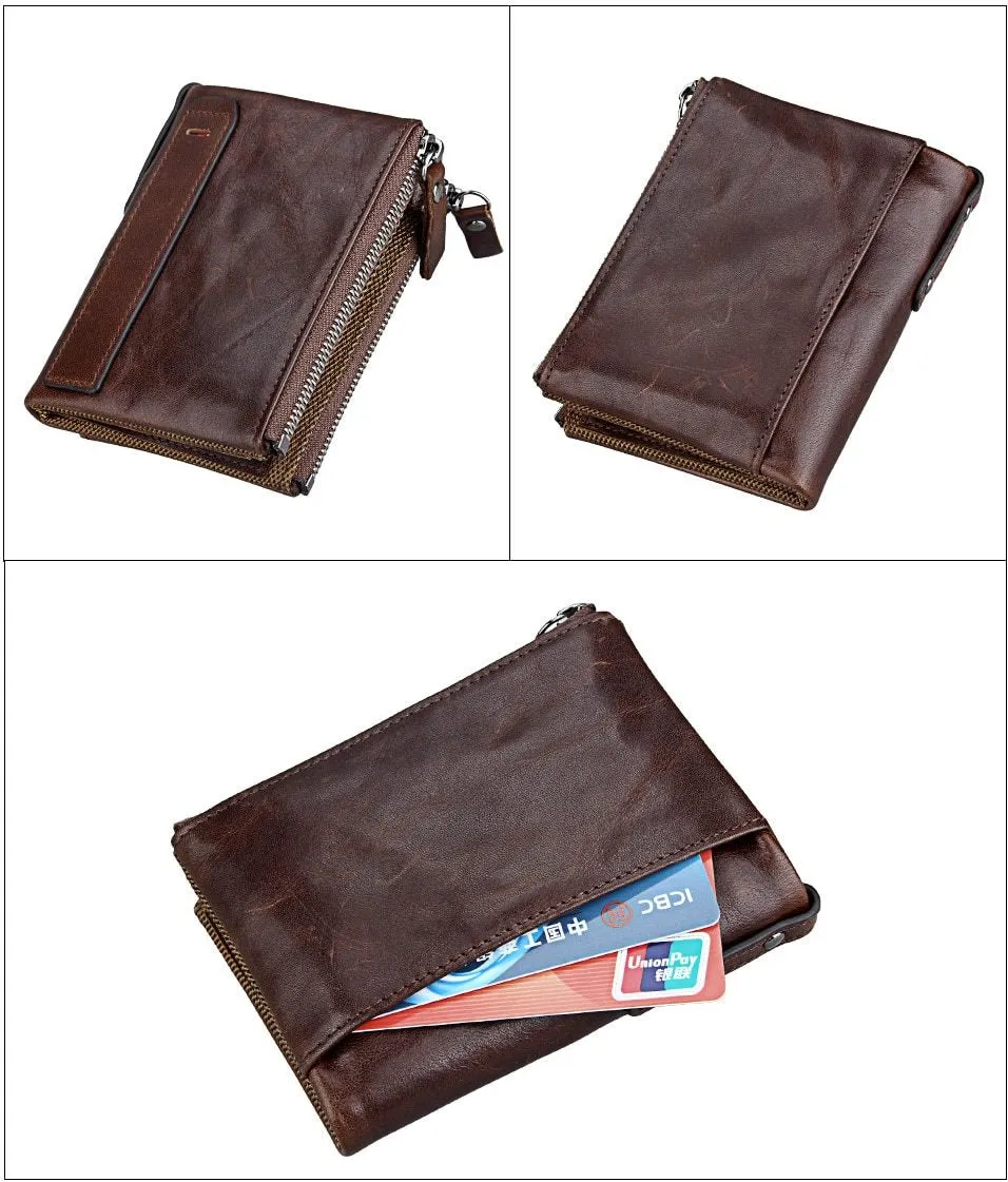 Genuine Leather Zipper Wallet - 5 Colors
