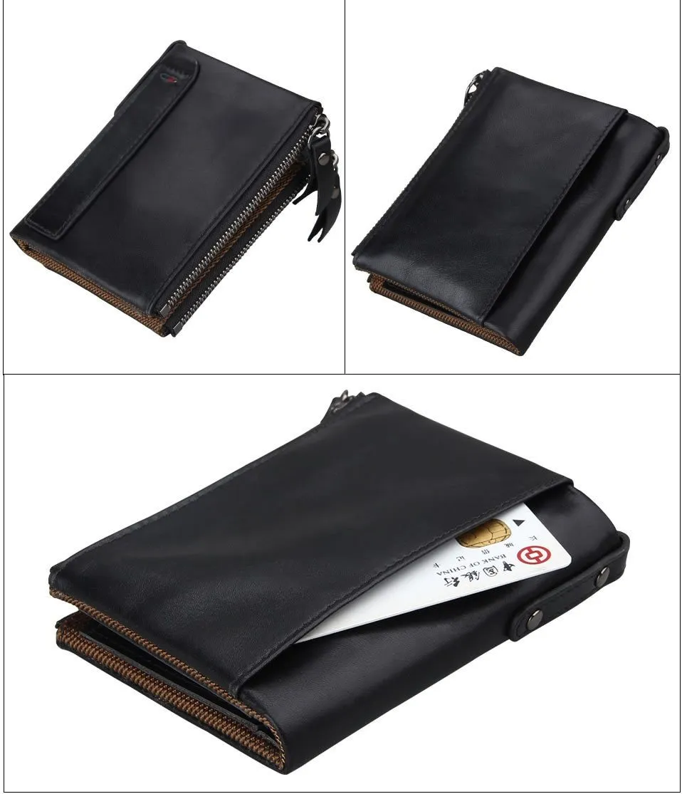 Genuine Leather Zipper Wallet - 5 Colors