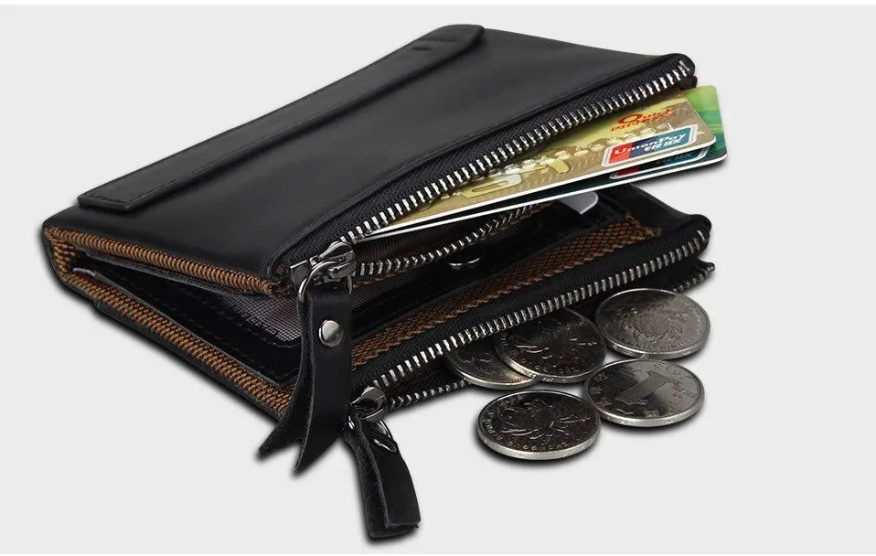 Genuine Leather Zipper Wallet - 5 Colors