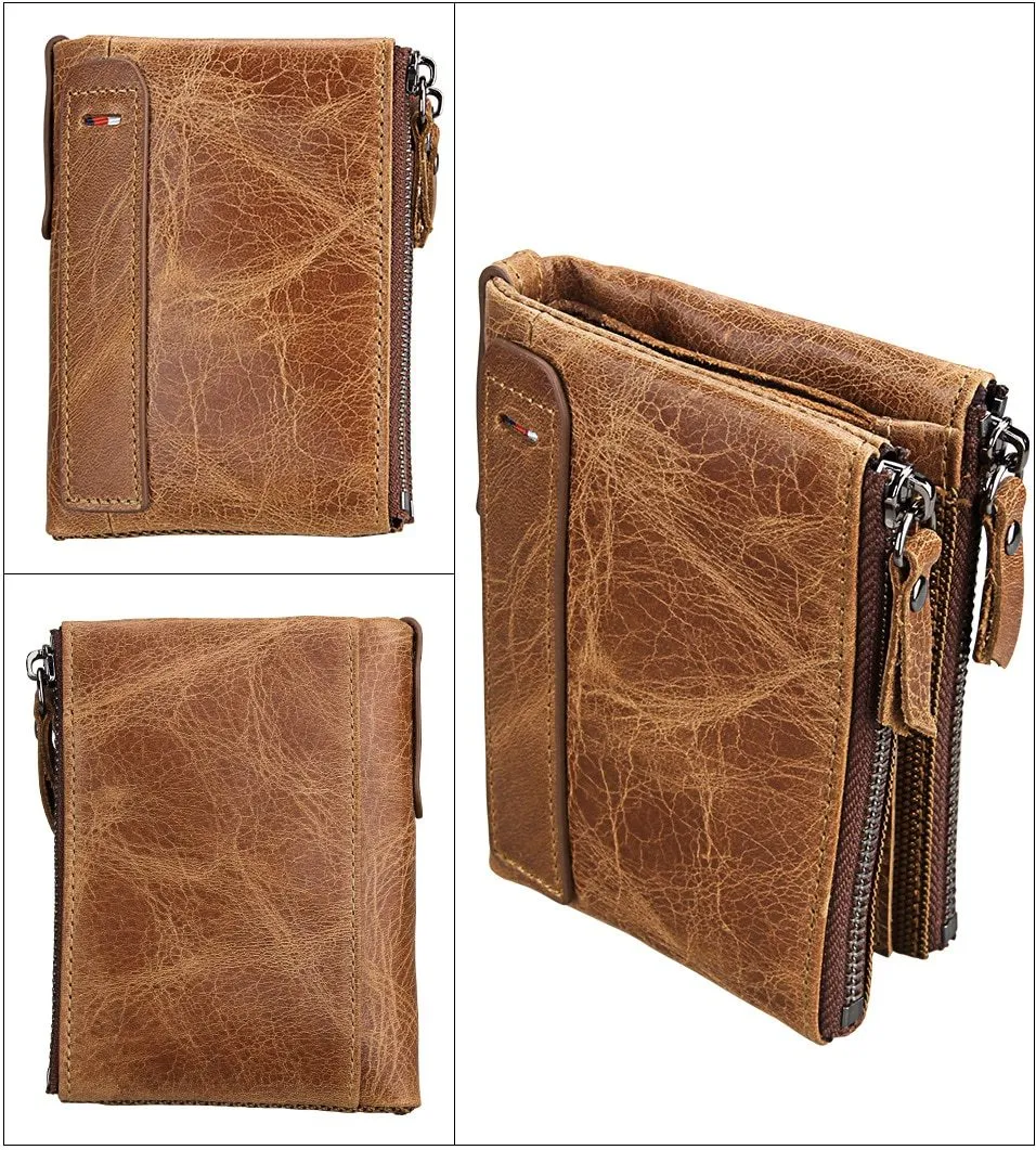 Genuine Leather Zipper Wallet - 5 Colors