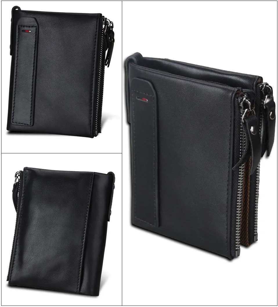 Genuine Leather Zipper Wallet - 5 Colors