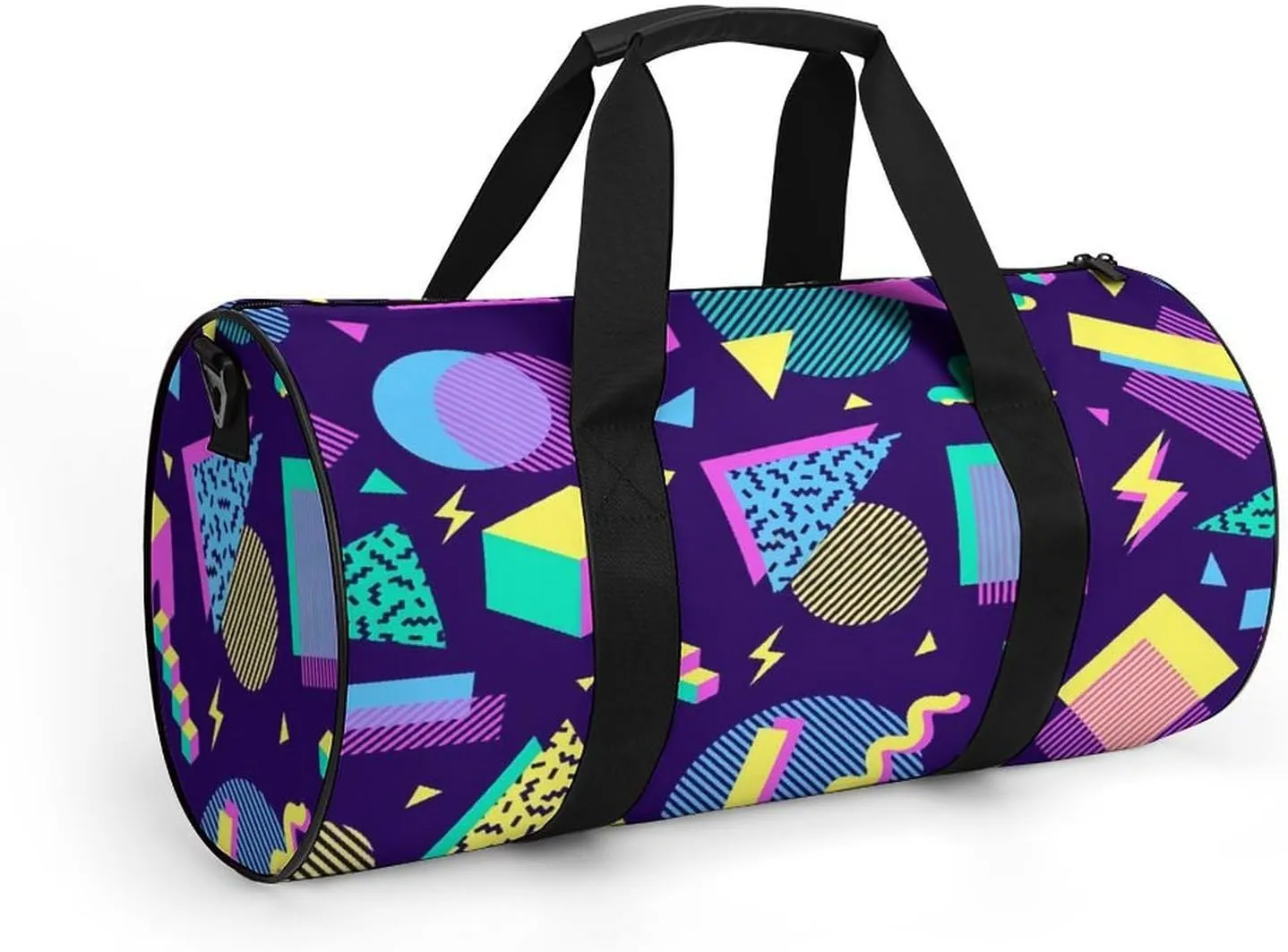 Geometric Shapes Memphis Large Capacity Portable Cylindrical Fitness Bag