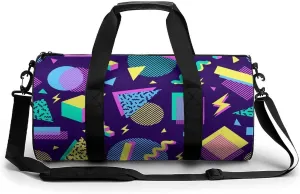 Geometric Shapes Memphis Large Capacity Portable Cylindrical Fitness Bag