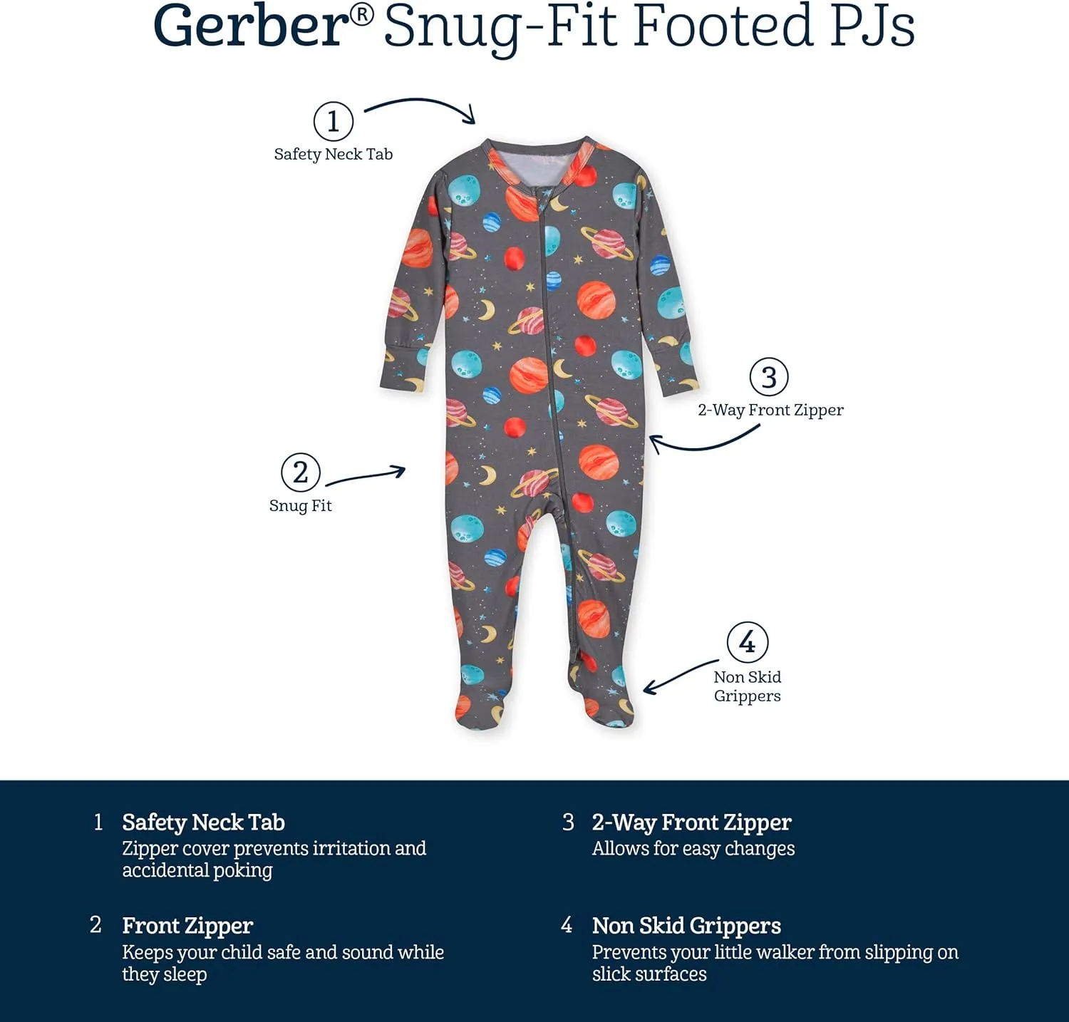 Gerber Baby Girls' Toddler Buttery-Soft Snug Fit Footed Pajamas with Viscose Made with Eucalyptus