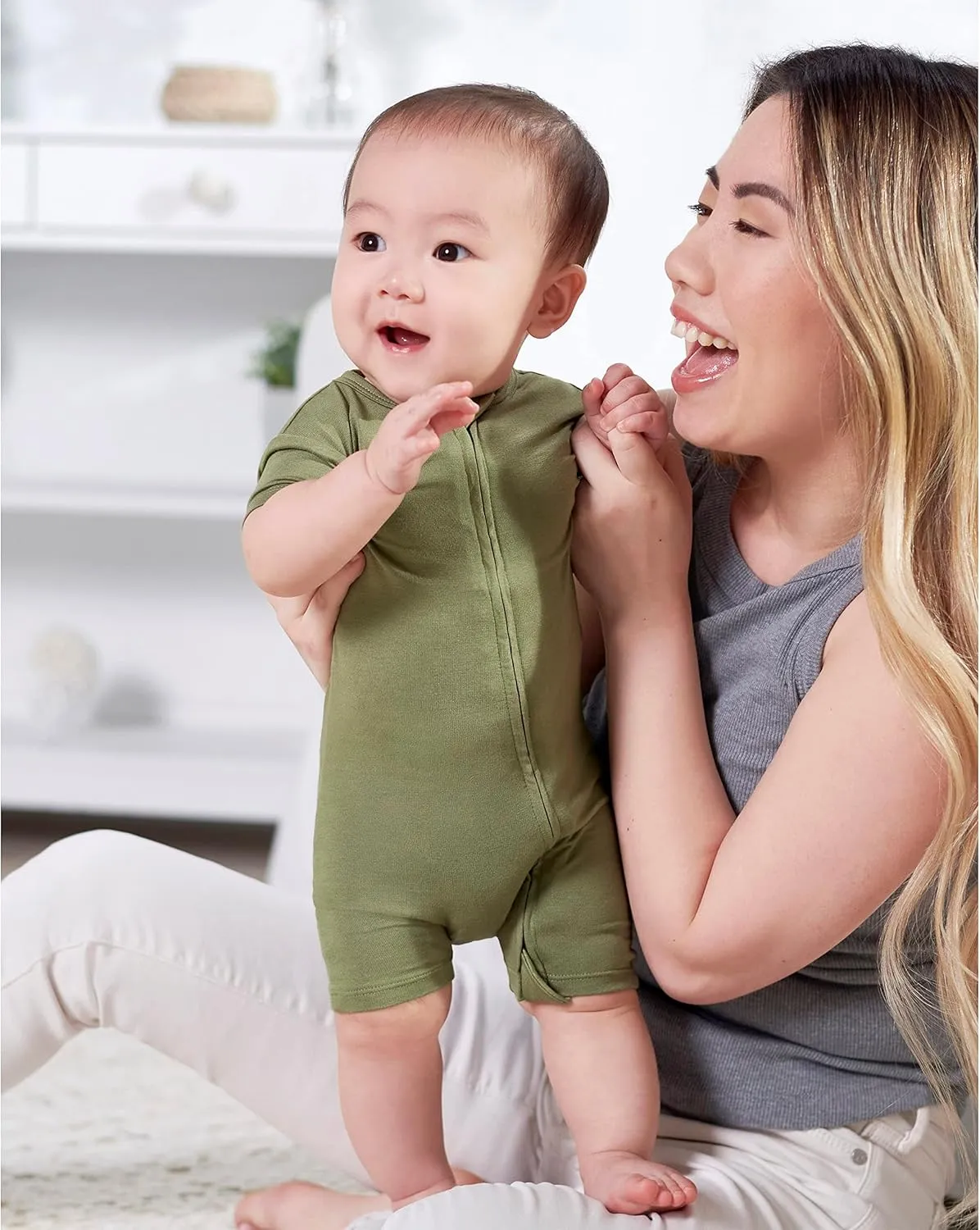 Gerber Unisex Baby Buttery Soft Short Sleeve Romper with Viscose Made from Eucalyptus