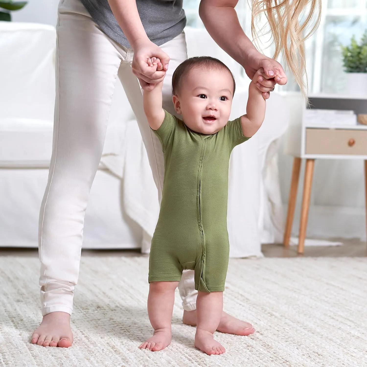 Gerber Unisex Baby Buttery Soft Short Sleeve Romper with Viscose Made from Eucalyptus