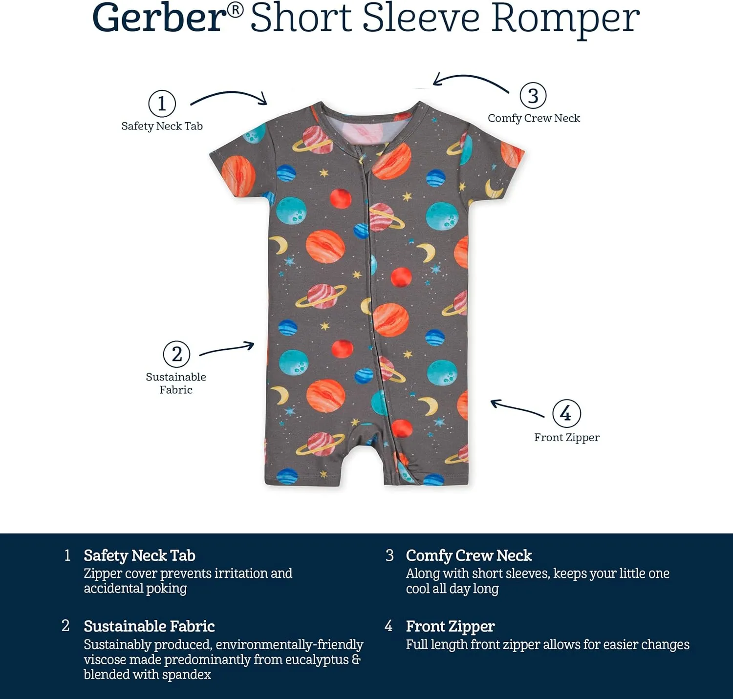 Gerber Unisex Baby Buttery Soft Short Sleeve Romper with Viscose Made from Eucalyptus
