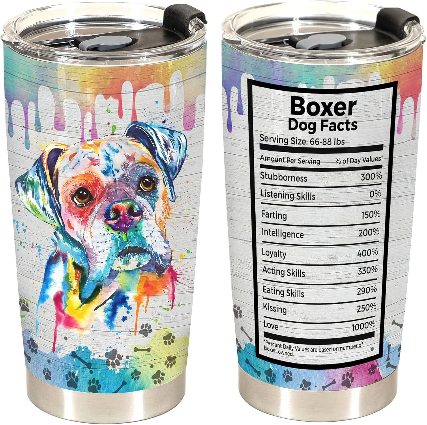 Gift for Boxer Lovers – 20oz Stainless Steel Tumbler Cup Mug, Funny and Unique Gift for Boxer Dog Owners, Perfect for Mothers Day, Fathers Day, Birthday, and Anniversary Celebrations