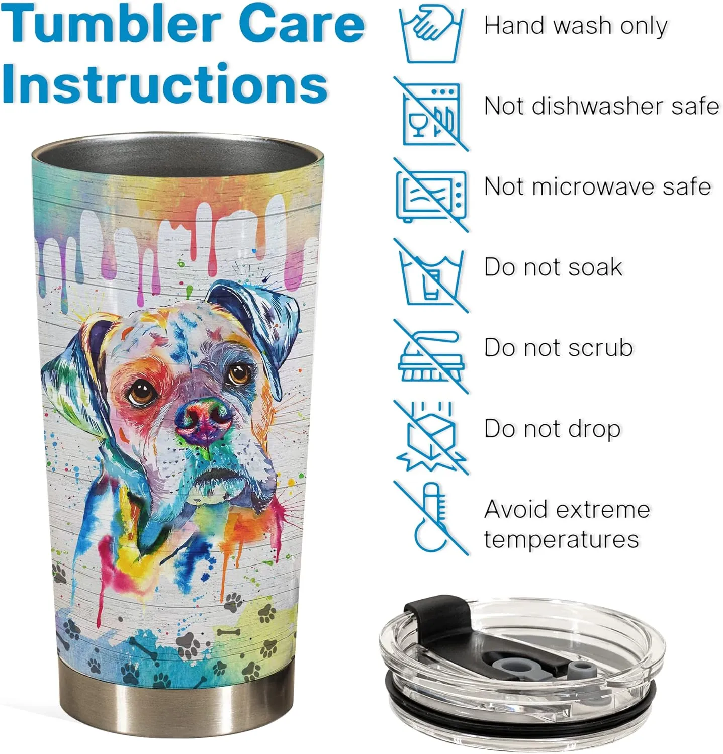 Gift for Boxer Lovers – 20oz Stainless Steel Tumbler Cup Mug, Funny and Unique Gift for Boxer Dog Owners, Perfect for Mothers Day, Fathers Day, Birthday, and Anniversary Celebrations