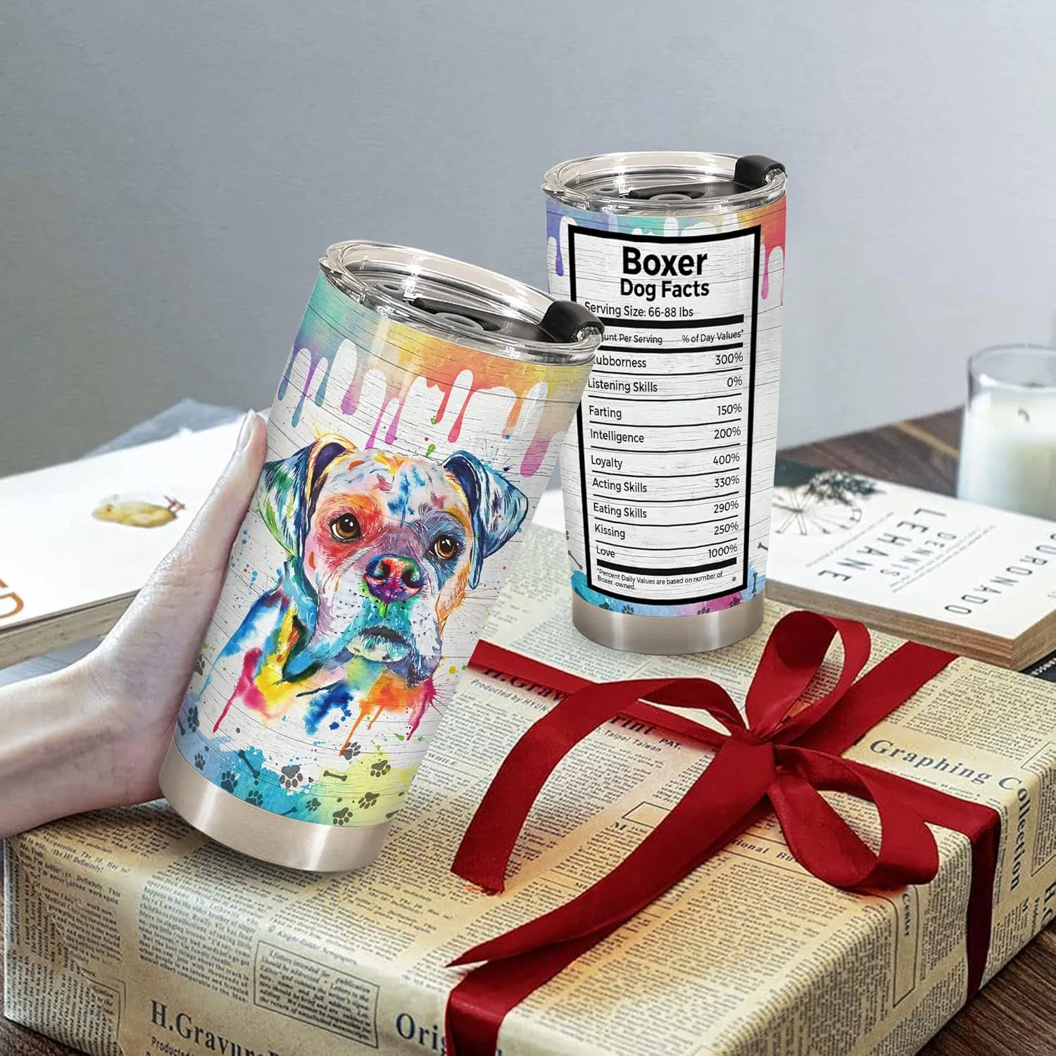 Gift for Boxer Lovers – 20oz Stainless Steel Tumbler Cup Mug, Funny and Unique Gift for Boxer Dog Owners, Perfect for Mothers Day, Fathers Day, Birthday, and Anniversary Celebrations