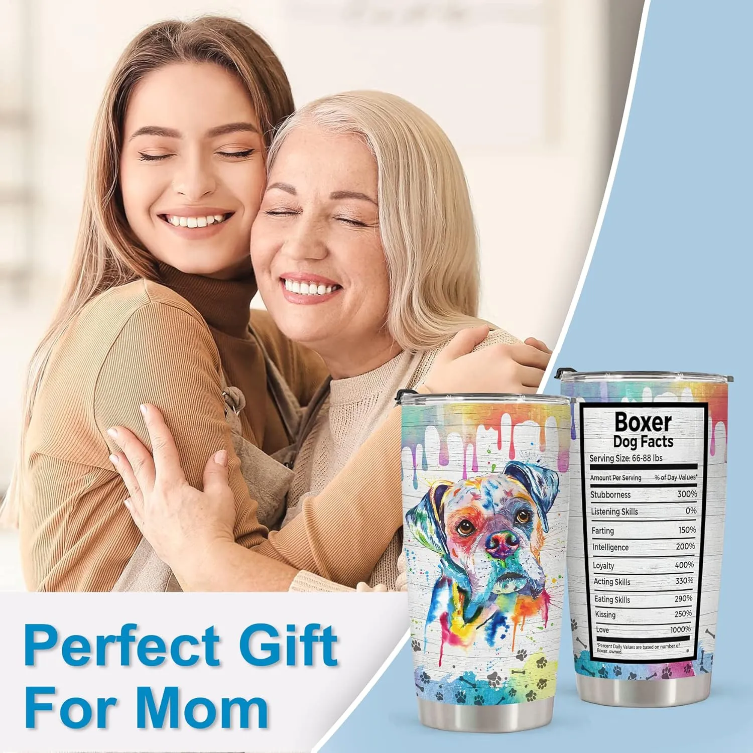 Gift for Boxer Lovers – 20oz Stainless Steel Tumbler Cup Mug, Funny and Unique Gift for Boxer Dog Owners, Perfect for Mothers Day, Fathers Day, Birthday, and Anniversary Celebrations